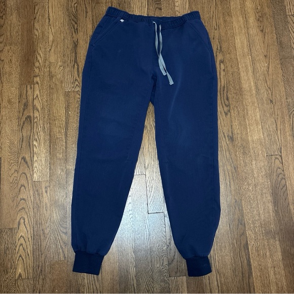 Figs Pants - Figs Jogger Scrub Pants Navy Blue With Gray Drawstring - Sz M